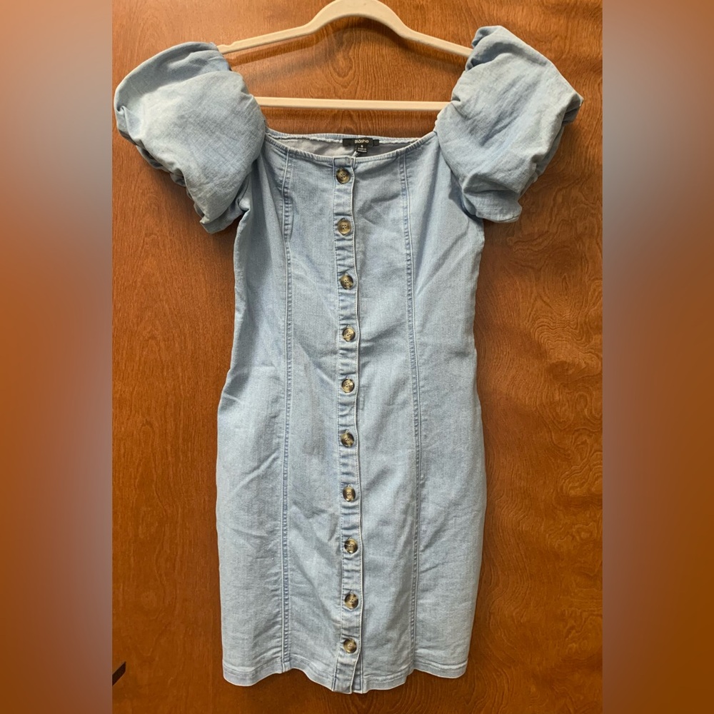Blashe denim puff sleeve mini dress
